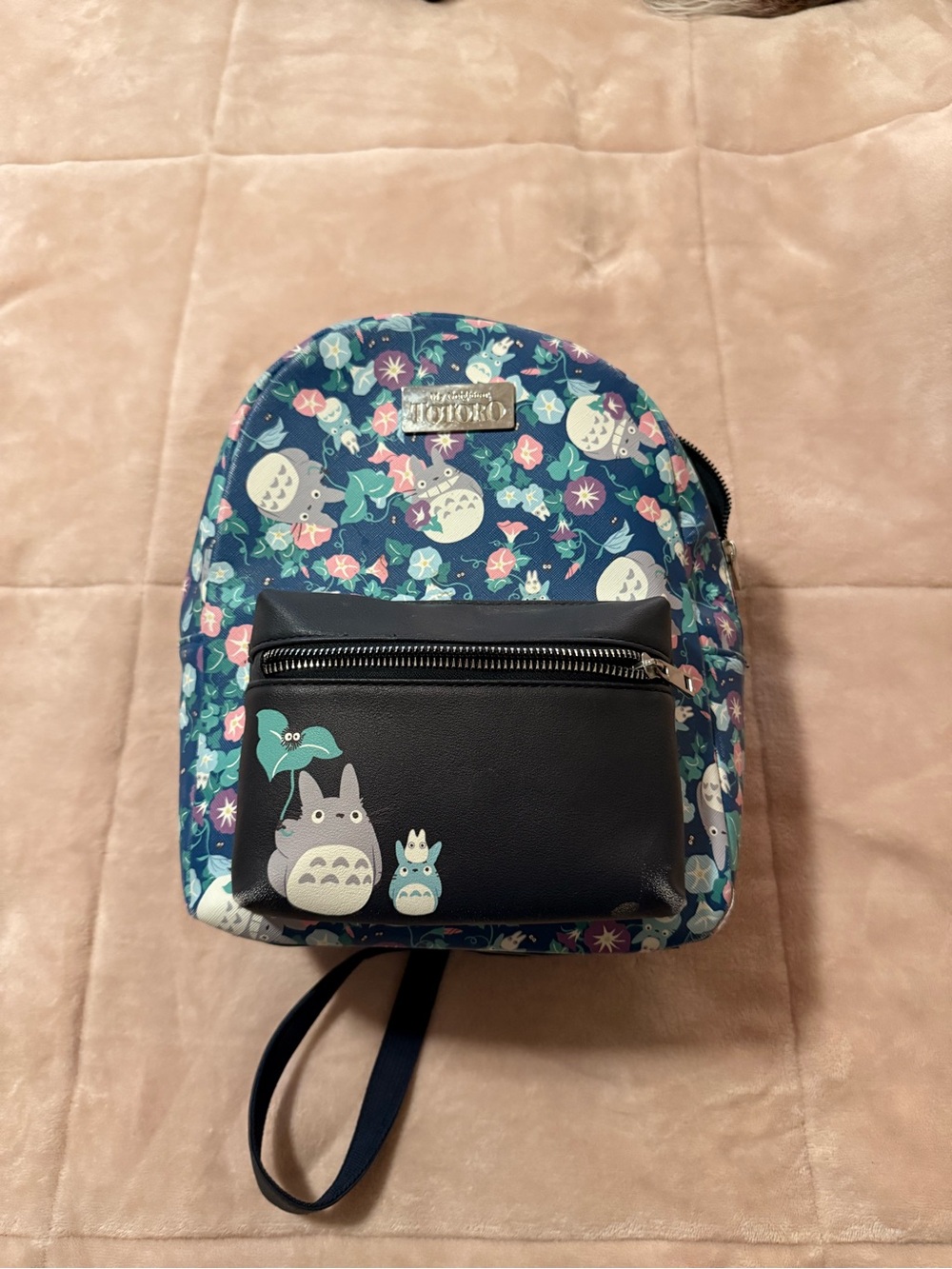 Hot Topic Navy Blue Totoro Floral Mini Backpack